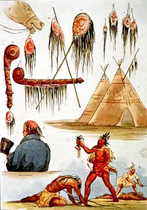 George Catlin - Scalping and decorative use of scalps