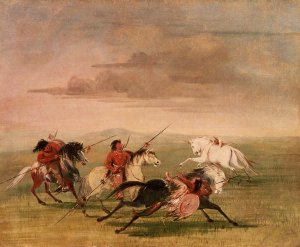 Sioux Indians hunting buffalo, 1835