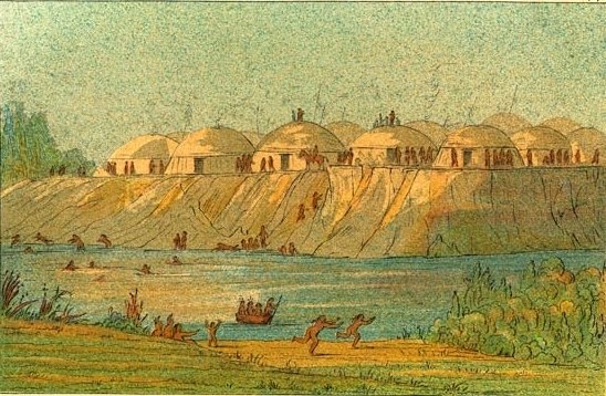 A village of the Hidatsa tribe at Knife River