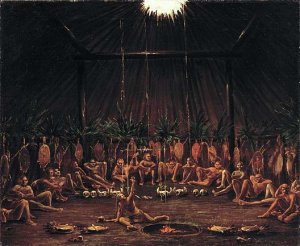 Interior View of the Medicine Lodge, Mandan O-kee-pa Ceremony